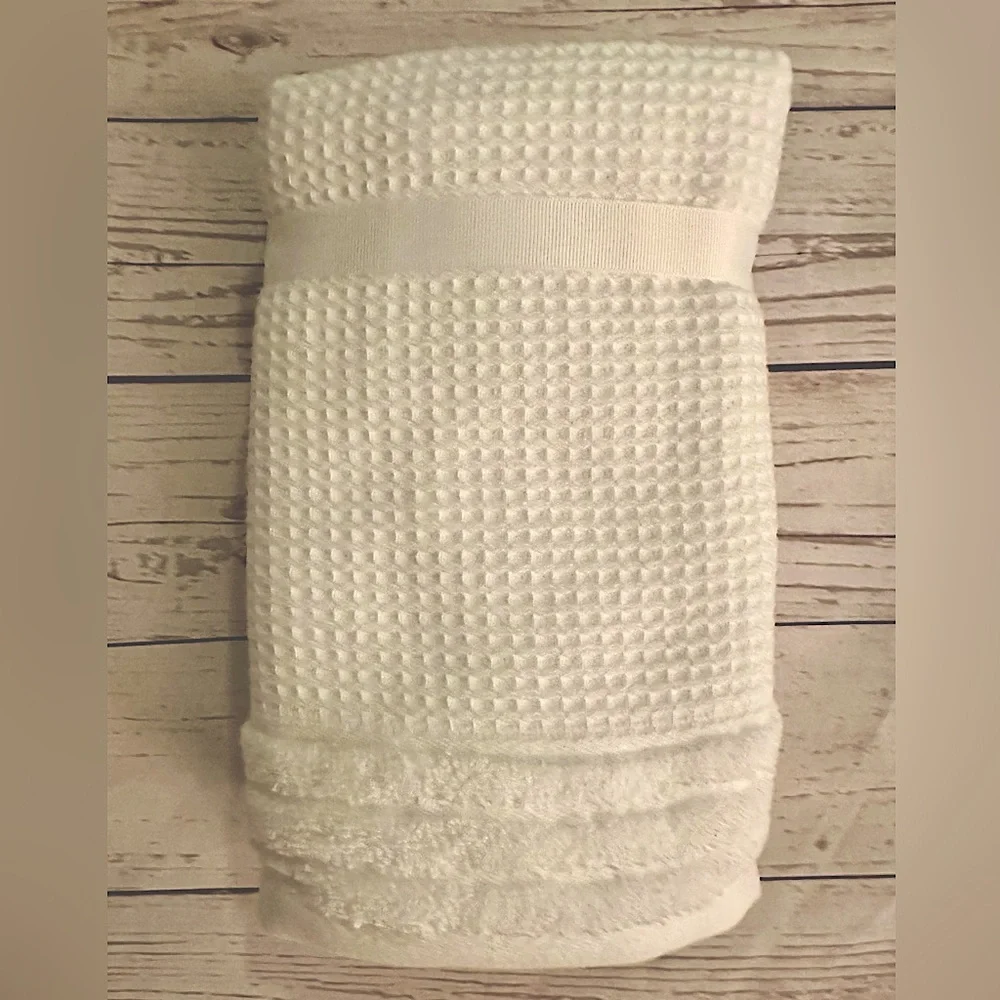 🎁9 PC Hotel Balfour Oversized Bath Towel Set- Cotton- White Waffle Texture
